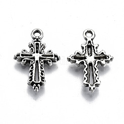 合金のチベット風チャーム  クロス  カドミウムフリー＆鉛フリー  アンティークシルバー  20x13x2mm  穴：1.6mm&nbsp;X-TIBEP-N009-052AS-RS