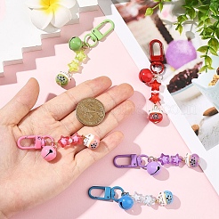 5Pcs Handmade Porcelain & Acrylic & Iron Pendant Decorations&nbsp;HJEW-YW00310