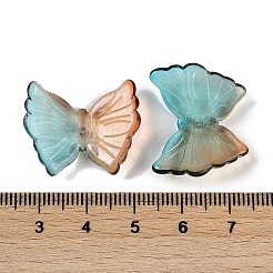 スプレープリントガラスビーズ  蝶  カラフル  20x24.5x6mm  穴：1.2mm&nbsp;GLAA-Z007-02J