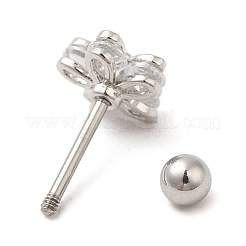 Brass Micro Pave Clear Cubic Zirconia Stud Earrings&nbsp;LS-EJEW-L265-03P