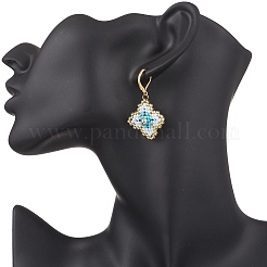 Handmade Glass Seed Beads Flower Leverback Earrings&nbsp;EJEW-MZ00578-01