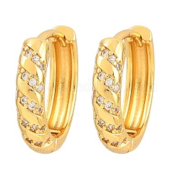 Brass Micro Pave Clear Cubic Zirconia Hoop Earrings for Women&nbsp;EJEW-T058-01B-G