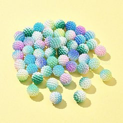 50個5色イミテーションパールアクリルビーズ  ベリービーズ  組み合わせビーズ  ラウンド  グリーン  12mm  穴：1mm  10個/カラー&nbsp;OACR-FS0001-62B