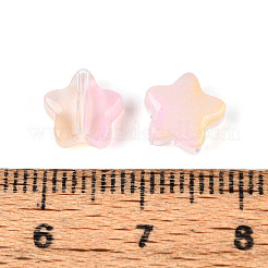 模造ヒスイのガラスビーズ  ツートン  スター  パールピンク  8x8x4mm  穴：0.9~1mm  約1950~2000個/袋&nbsp;GLAA-T025-30B