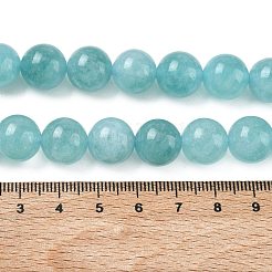 天然の天然翡翠ビーズ連売りを染めた  ラウンド  ライトシーグリーン  12mm  穴：1.2mm  約16個/連  7.48インチ（19cm）&nbsp;G-G021-01D-08