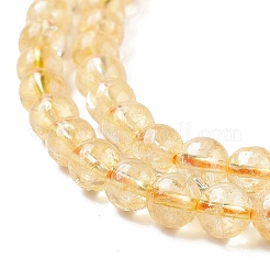 天然石シトリンビーズ連売り  ラウンド  染め＆加熱  6mm  穴：1mm  約60~63個/連  15.5~15.7インチ（38~40cm）&nbsp;G-E326-6mm-01
