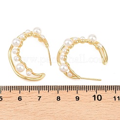 丸型真鍮スタッドピアス  ABSの模造パールと  長持ちメッキ  ラックめっき  鉛フリー＆カドミウムフリー  18KGP本金メッキ  29x13mm&nbsp;EJEW-A156-18G