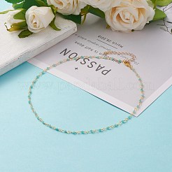 Faceted Round Natural Amazonite Beaded Necklaces&nbsp;NJEW-JN03215-03