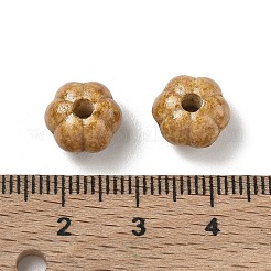ヴィンテージの手作り磁器ビーズ  ファンシーアンティーク施釉磁器  カボチャ  ゴールデンロッド  10~10.5x7mm  穴：3mm&nbsp;PR-CBA4F13-L06