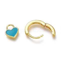 Brass Enamel Huggie Hoop Earrings&nbsp;KK-A150-10G-RS