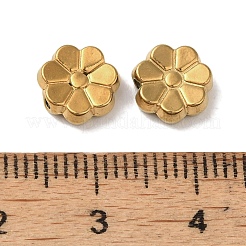イオンプレーティング（IP）304ステンレスビーズ  花  ゴールドカラー  8.5x3mm  穴：1.4mm&nbsp;STAS-K285-16G