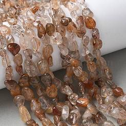 天然石ルチルクォーツビーズ連売り  タンブルストーン  ナゲット  5~12x5~8mm  穴：1mm  約47個/連  15.7インチ（40cm）&nbsp;LS-G-L493-10