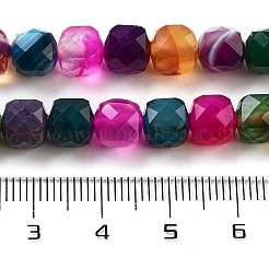 天然瑪瑙染めビーズ連売り  多面カット  キューブ  ミックスカラー  7x8x7mm  穴：1mm  約47~48個/連  13.35~13.46''（33.9~34.2センチメートル）&nbsp;G-H028-A08-04