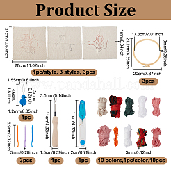 DIYパンチ針キット  針糸通しと刺繍枠を含む  ニードルペン  はさみ  DIYクラフトステッチ用  混合図形  ウール：3mm  10色&nbsp;DIY-ME0001-53A