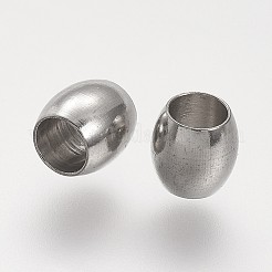 変色しにくい304ステンレススチール製ヨーロピアンビーズ  バレル大きな穴ビーズ  ステンレス鋼色  6x6mm  穴：4mm&nbsp;STAS-P104-07P