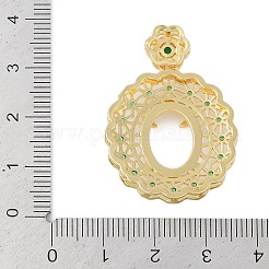 Oval Brass Micro Pave Cubic Zirconia Pendant Cabochon Settings&nbsp;KK-U026-03G