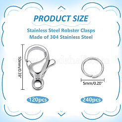 304 Stainless Steel Lobster Claw Clasps&nbsp;STAS-ME0002-92B