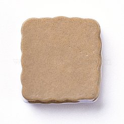樹脂カボション  thank youの文字  淡い茶色  24.5x24x5mm&nbsp;RESI-Z002-08