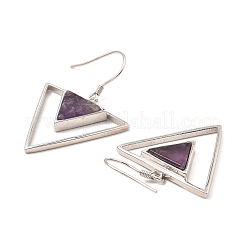 Natural Amethyst Triangle Dangle Earrings&nbsp;EJEW-Z024-10C-P