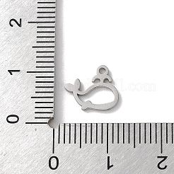 304ステンレスペンダント  クジラのチャーム  ステンレス鋼色  9.5x10.5x1mm  穴：1mm&nbsp;STAS-L292-01P