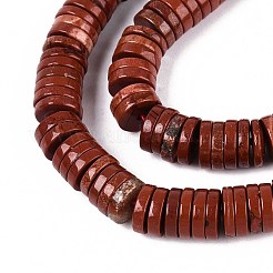天然石レッドジャスパービーズ連売り  ディスク  ヒシビーズ  6x1~2mm  穴：0.9mm  約233~248個/連  15.16~15.55''（38.5~39.5センチメートル）&nbsp;G-T142-6mm-13