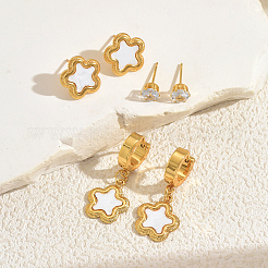 3 Pairs Stainless Steel Flower Earring Sets&nbsp;JZ3125