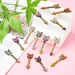 印刷された木製のペンダント  アローチャーム  ランダム模様  カラフル  44x12x2mm  穴：1mm&nbsp;WOOD-CJC0005-55