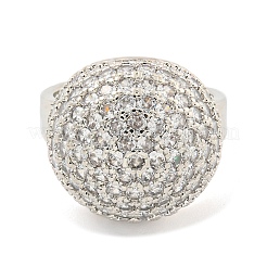 Real Platinum Plated Brass Micro Pave Clear Cubic Zirconia Cuff Rings&nbsp;RJEW-L113-017P-03