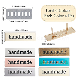 24Pcs 6 Colors Rectangle Alloy Handmade Label Tags&nbsp;FIND-GF0009-16