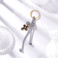 Resin & Glass Seed & Polyester Cord Keychain&nbsp;KEYC-MZ00048