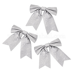 ポリアミドグリッターの蝶結び  クリスマスツリーパーティーの飾り  銀  240x243x22mm&nbsp;DIY-TAC0051-010B