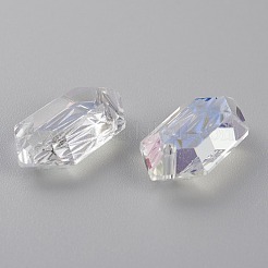 エンボスガラスラインストーンペンダント  双円錐形  多面カット  月光  20x10x5.5mm  穴：1.6mm&nbsp;GLAA-J101-02B-001MO