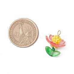 ガラスチャーム  花のチャーム  304ステンレススチールループとアクリル  ミックスカラー  24x19x18mm  穴：3x2mm&nbsp;PALLOY-MZ00736