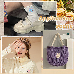 30Pcs 3 Colors Rabbit Yarn Knitted Appliques&nbsp;DIY-MA0006-86