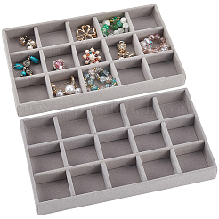 15 Grids Rectangle Wood Covered with Velvet Jewelry Trinket Display Trays&nbsp;AJEW-WH20054-062G-02
