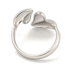 Non-Tarnish 304 Stainless Steel Heart Open Cuff Ring for Women&nbsp;RJEW-A043-31P