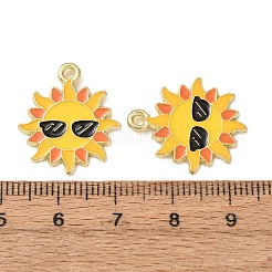 オーシャンアロイエナメルペンダント  ゴールドカラー  太陽のチャーム  21x18x1mm  穴：1.8mm&nbsp;ENAM-B041-01J