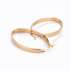304ステンレススチールフープピアス  低刺激性のイヤリング  ゴールドカラー  42.5x26.5x4mm  ピン：0.7x1mm&nbsp;EJEW-L232-003A-G