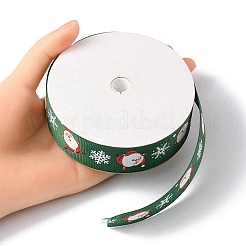 クリスマスプリントのポリエステル製グログランリボン 1 ロール  サンタクローススノーフレークフラットリボン  グリーン  1インチ（25mm）  約20.00ヤード（18.29m）/ロール&nbsp;OCOR-YW0001-05B