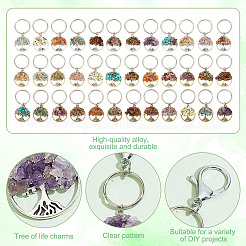 Flat Round with Tree of Life Gemstone Chips Keychains&nbsp;KEYC-AB00055