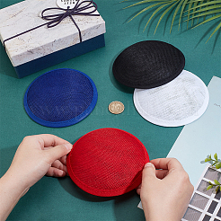 4Pcs 4 Colors Imitation Hemp Round Fascinator Hat Base for Millinery&nbsp;AJEW-BC0007-36