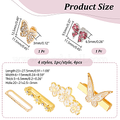6個6スタイルの亜鉛合金、ラインストーンウォッチループアクセサリー付き  蝶の時計バンドのスタッドと花の時計バンドのチャーム  ミックスカラー  6~15x11.5~27.5x3~6.5mm  1個/スタイル&nbsp;FIND-UN0003-38