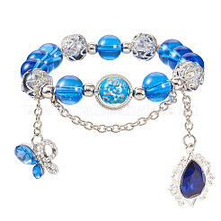 Glass & Alloy Rhinestone Beads Bracelets&nbsp;BJEW-TA00544
