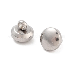 変色しない202ステンレススチールチャームフラットラウンドチャーム  ステンレス鋼色  6x6mm  穴：1mm&nbsp;STAS-B072-07P-01