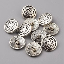 1穴アロイシャンクボタン  フラットラウンド  アンティークシルバー  花柄  17x7mm  穴：2mm&nbsp;BUTT-WH0020-22B