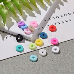 150g15色手作りポリマークレイビーズ  ヒシビーズ  ジュエリー工芸用品のDIY用  ディスク/フラットラウンド  ミックスカラー  4x1mm  穴：1mm  10 G /カラー&nbsp;CLAY-JP0001-14-4mm