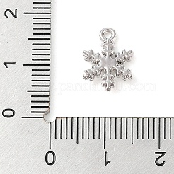 ラインストーン ペンダント付き合金  スノーフレーク  プラチナ  ホワイト  13x9.5x2.5mm  穴：1.2mm&nbsp;LS-ALRI-U001-02F-01