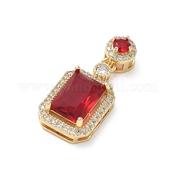 Brass Micro Pave Red Cubic Zirconia Pendants&nbsp;KK-A299-19G