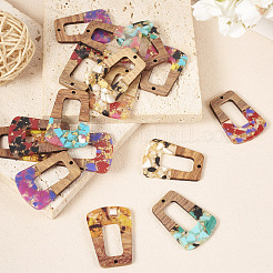 16Pcs 8 Colors Transparent Resin & Walnut Wood Pendants&nbsp;RESI-TA0001-97