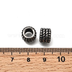 304ステンレス鋼ヨーロッパチューブビーズ  大穴ビーズ  アンティークシルバー  7x9mm  穴：5mm&nbsp;STAS-D382-15AS